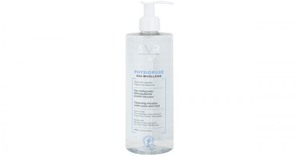 SVR Physiopure finoman tisztító micelláris víz az arcra és a szem környékére  400 ml