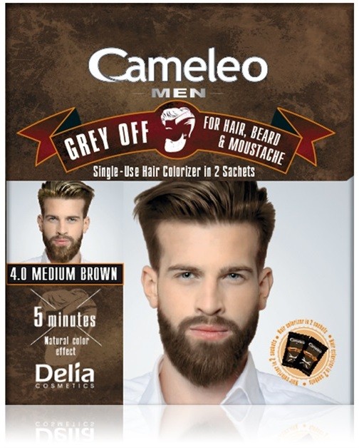 Delia Cosmetics Cameleo Men egyszeri mosással kimosható festék az ősz haj azonnali fedésére árnyalat 4.0 Medium Brown 2 x 15 ml