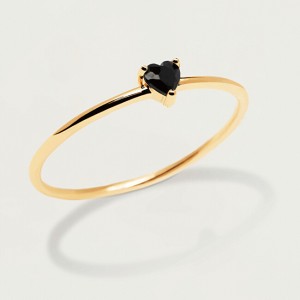 PDPAOLA Gyengéd aranyozott gyűrű szívvel Black Heart Gold AN01-224 56 mm galéria
