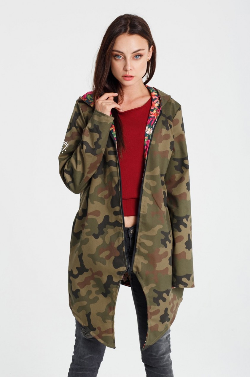 Naoko - Rövid kabát dwustronna Camouflage Fleurs x Edyta Górniak