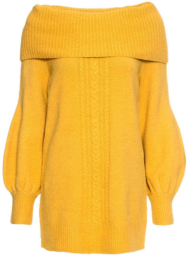 Bonprix Kötött pulóver bő nyakrésszel
