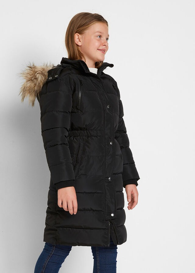 Vattázott téli kabát levehető kapucnival, lányoknak