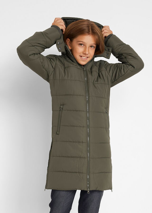 Steppelt kabát lányoknak, levehető kapucnival
