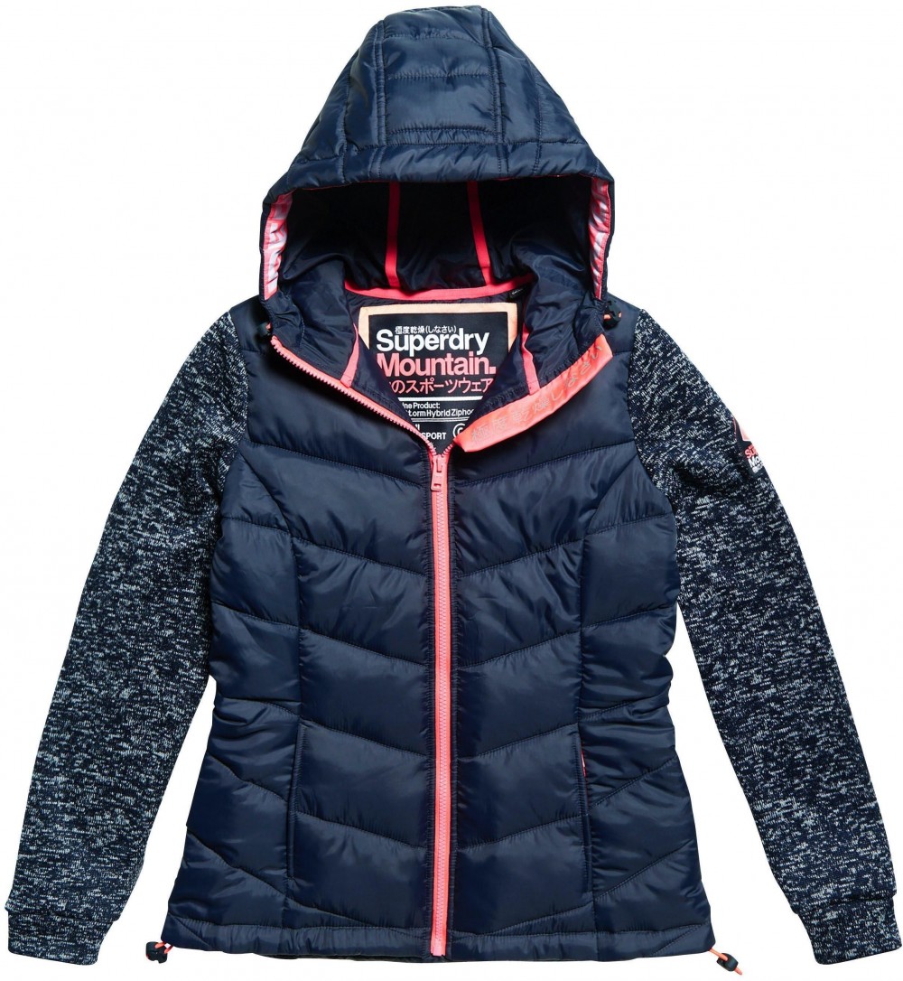 Superdry steppelt dzseki »STORM HYBRID ZIPHOOD« Superdry fehér-tengerkék - normál méret 10 (38/S)