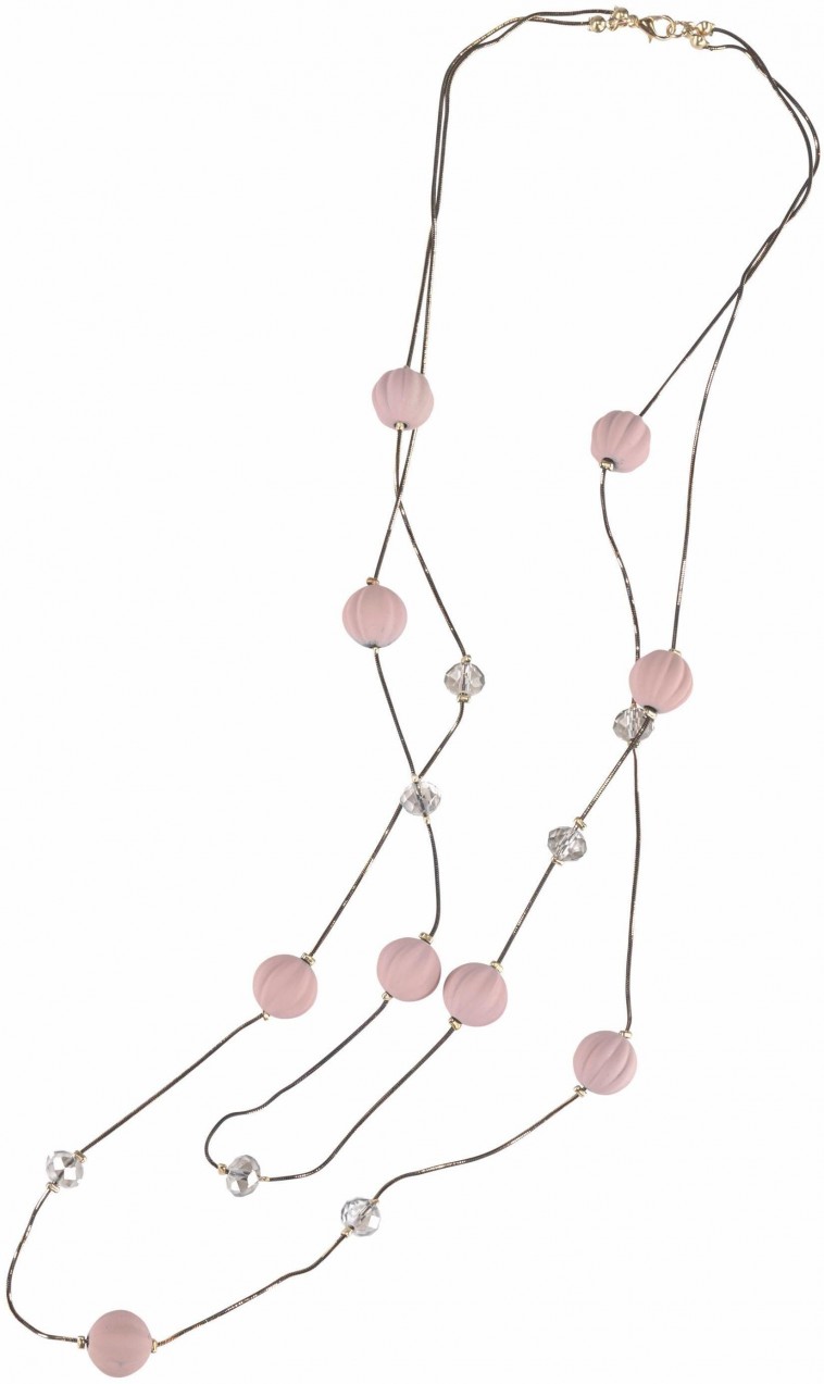 J.Jayz 2-soros hosszú nyaklánc gyöngyökkel, rózsaszín J.Jayz fekete-rózsaszín