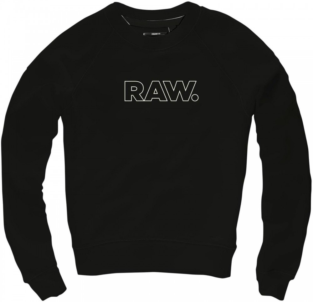 G-Star RAW kereknyakú pulóver nyomott mintával »RC triffey cropped r sw wmn l/s« G-star raw fekete - normál méret M