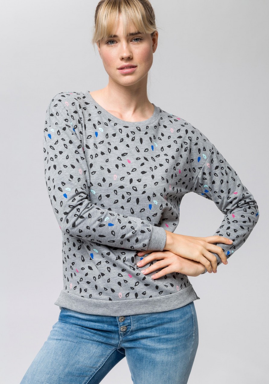 edc by Esprit pulóver kerek nyakkalés nyomott mintával Edc by esprit szürke melírozott-nyomott mintás - normál méret XS (34)