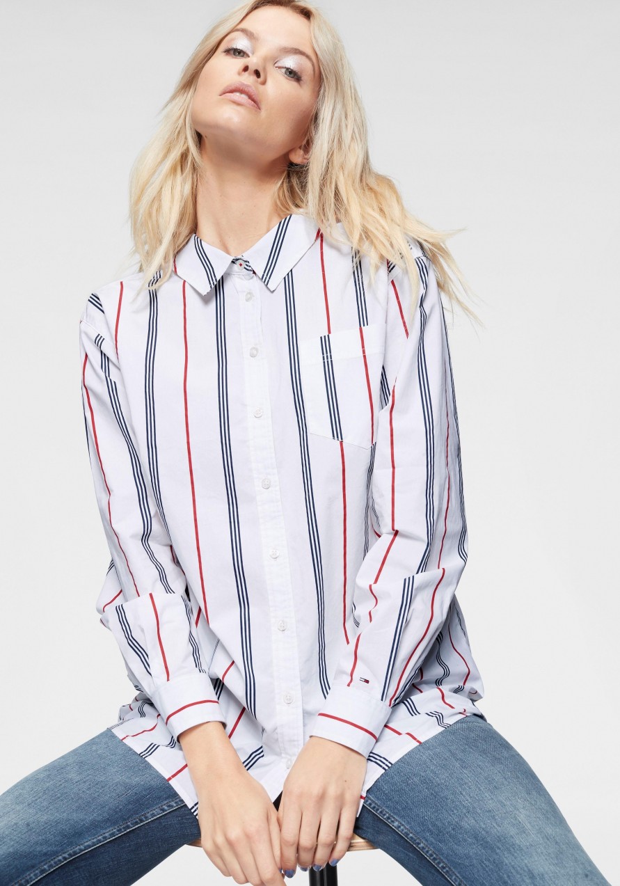 TOMMY JEANS ingblúz Tommy jeans fehér-kék-piros - normál méret S (36)
