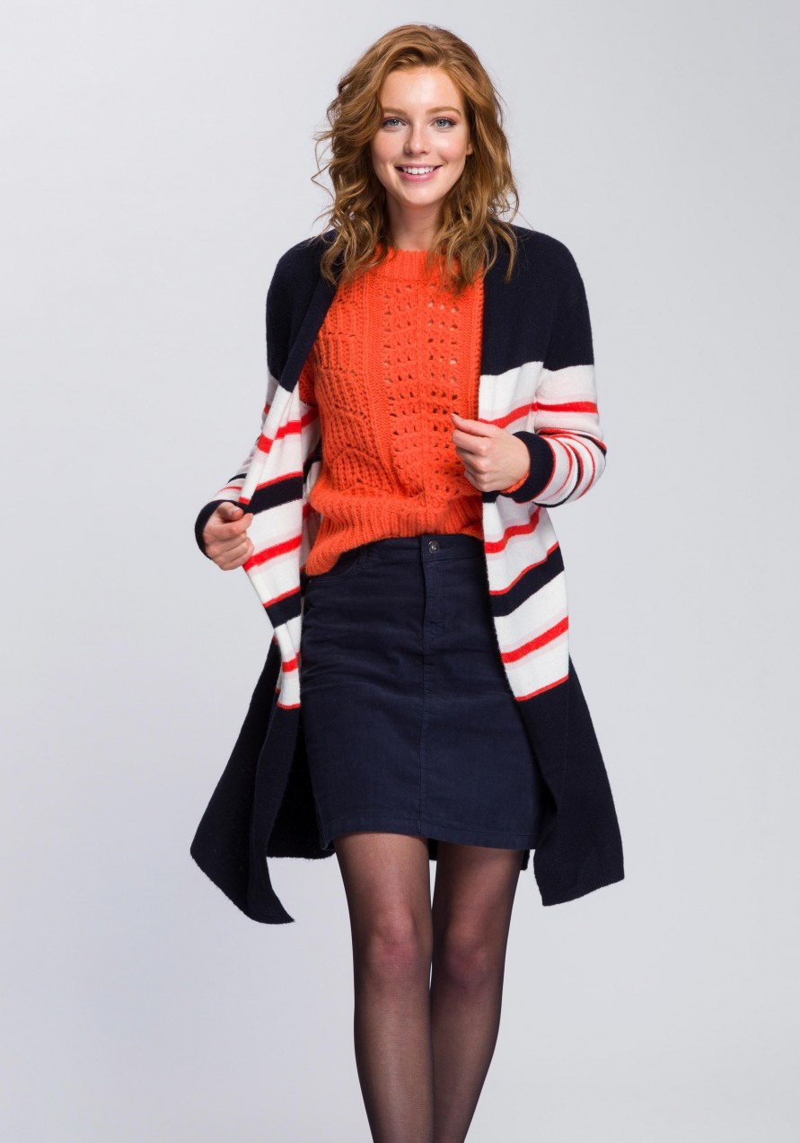 edc by Esprit kardigán kontrasztszínű csíkokkal Edc by esprit kék - normál méret S (36)