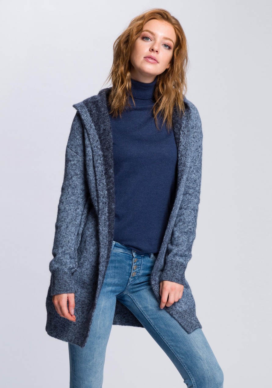 edc by Esprit kényelmes kapucnis kardigán Edc by esprit kék - normál méret XL (42)