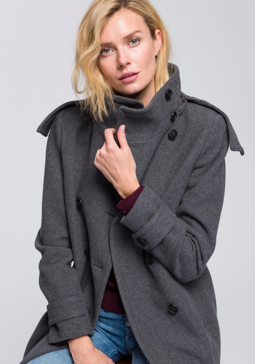 Esprit gyapjú kabát Esprit szürke-középszürke-melírozott - normál méret XL (42)