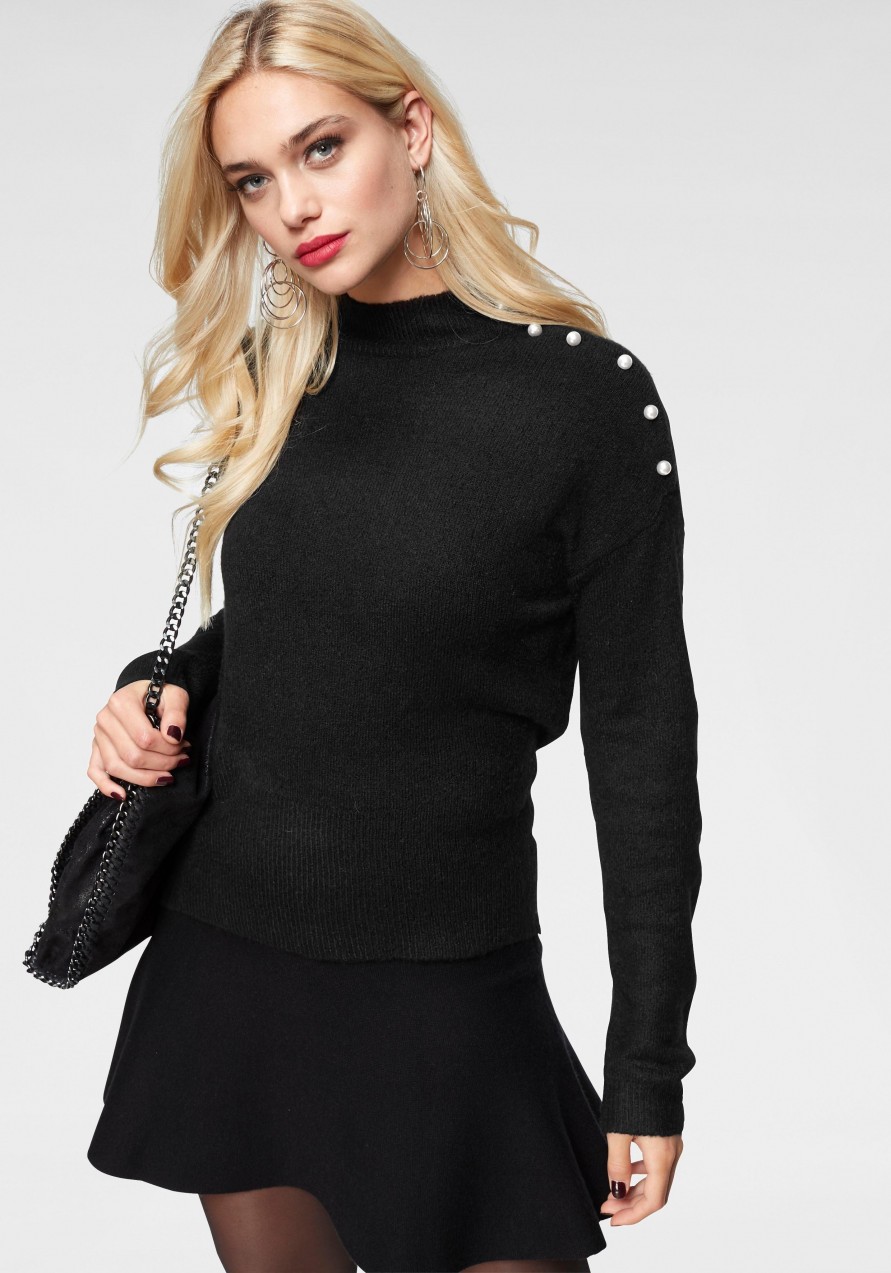 Vero Moda állógalléros pulóver »AGOURA PEARL« Vero Moda fekete - normál méret XS (34)
