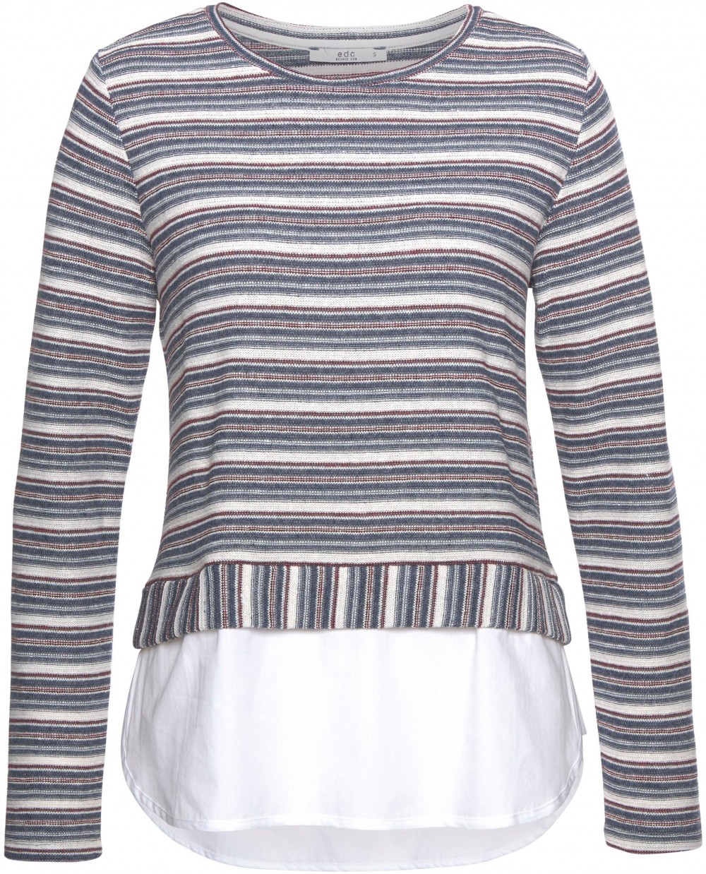 edc by Esprit hosszú ujjú felső Edc by esprit bordó-rózsaszín-fehér - normál méret S (36)