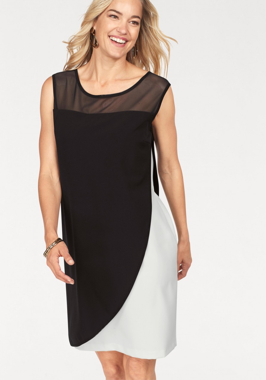 Elinette egyenes szabású ruha Elinette fekete-fehér - normál méret 42