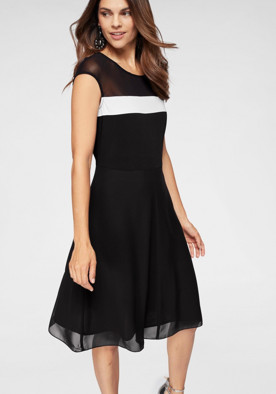 BLACK WHITE chiffon ruha Black white fekete-fehér - normál méret 44