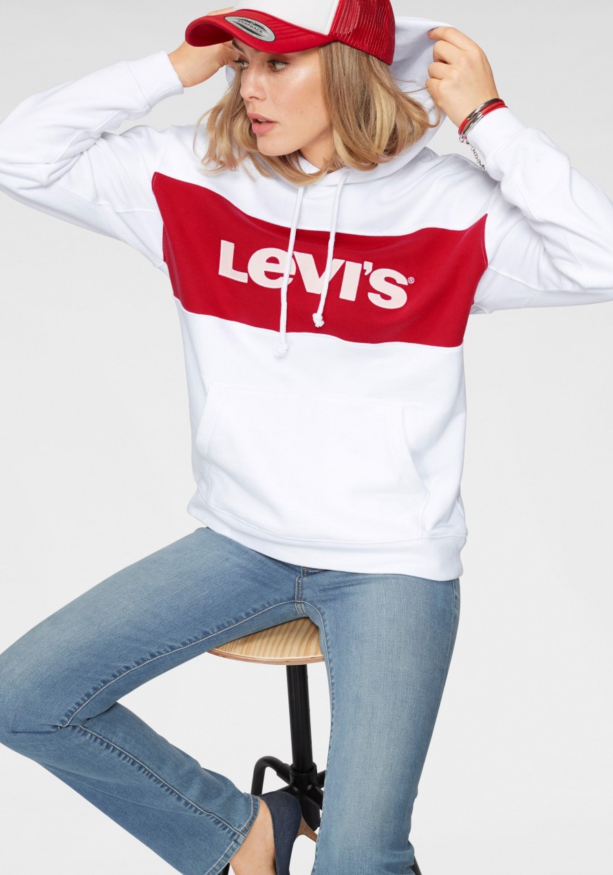 Levi's® kapucnis szabadidőfelső »CB Sportswear Hoodie« Levi's® fehér-rikító piros - normál méret S (34)