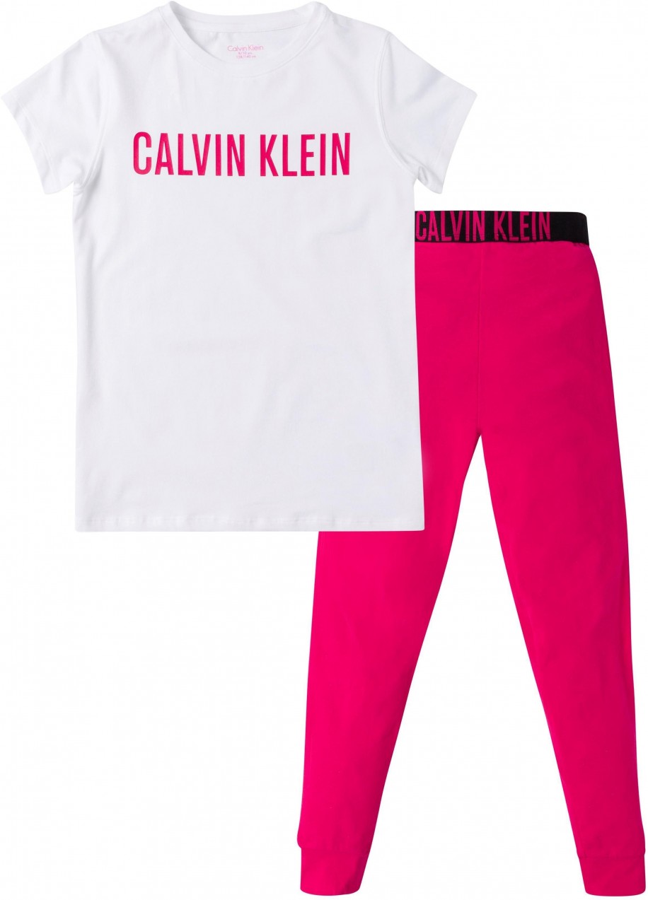 Calvin Klein lányka pizsama »INTENSE POWER« logónyomással a mellkason Calvin klein underwear fehér-pink 128/134