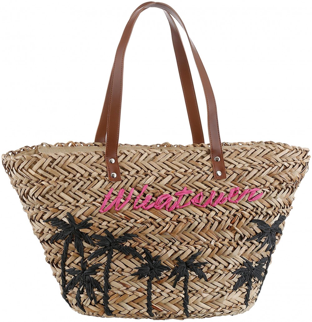 fabrizio® kosár táska Fabrizio natúr-pink 50 x 30 x 21 cm