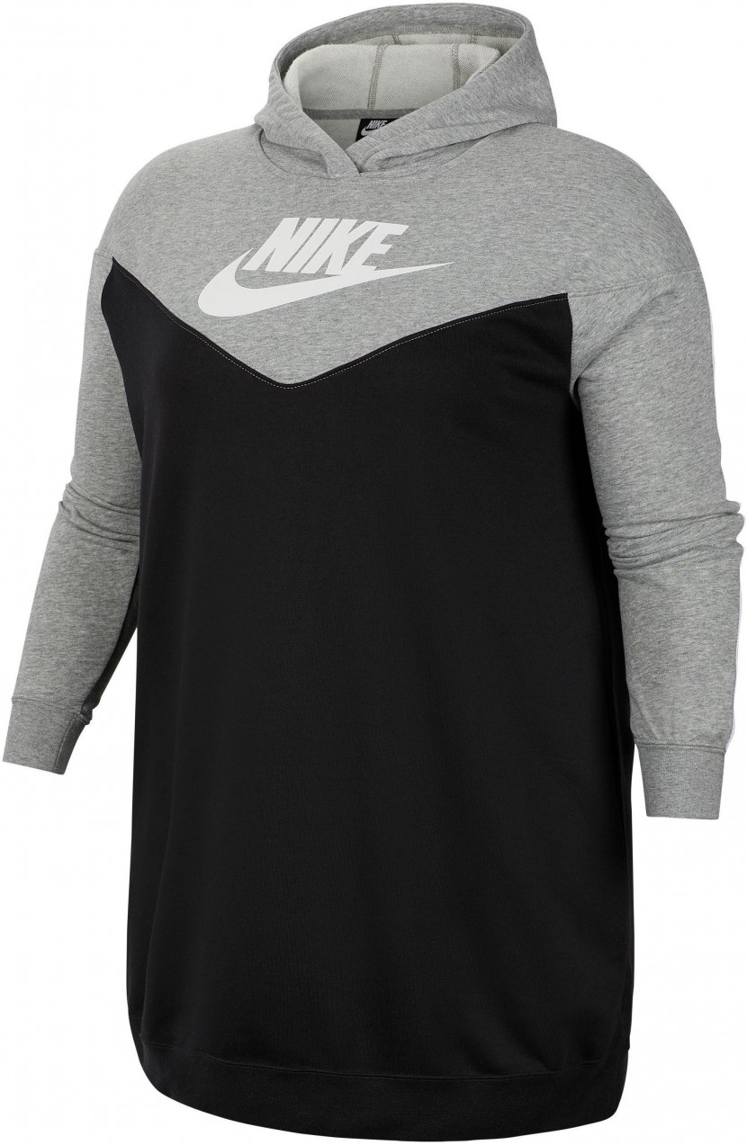 Nike Sportswear pamut ruha »WOMEN HERITGE HOODY DRESS PLUS SIZE« Nike Sportswear fekete-szürke - normál méret XL (50/52)