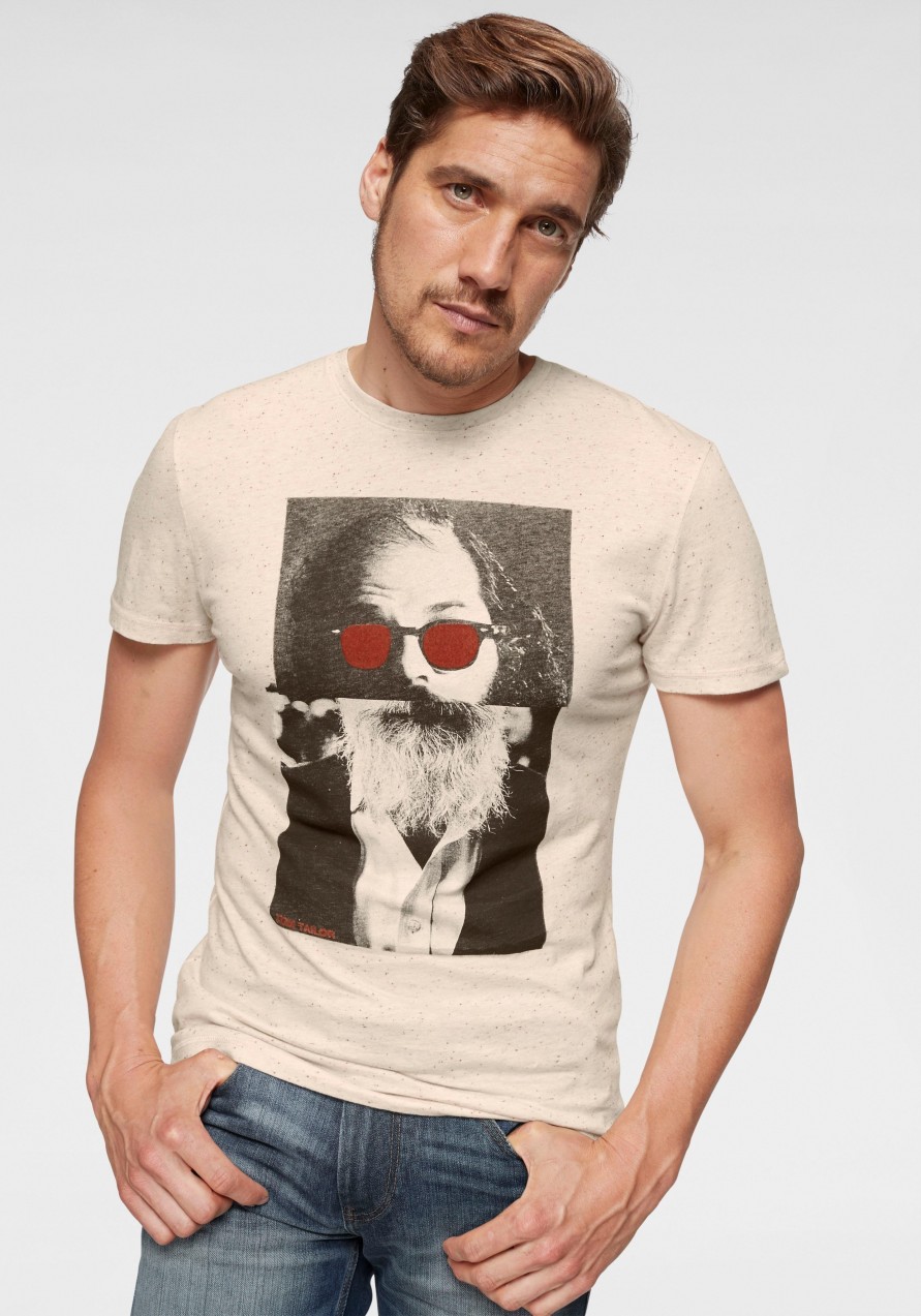 Tom Tailor rövid ujjú póló Tom Tailor gyapjúfehér-melírozott - normál méret XL