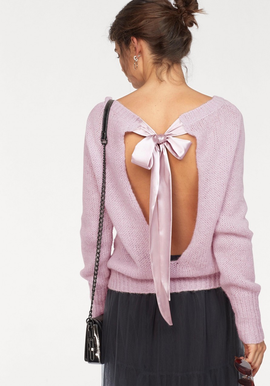 CLAIRE WOMAN V-nyakú pulóver hátán csinos kivágással CLAIRE WOMAN rózsaszín - normál méret 46(L)