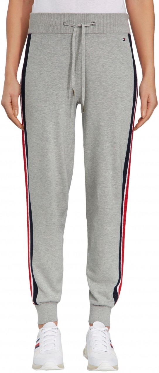 Tommy Hilfiger szabadidőnadrág oldalán csíkkal TOMMY HILFIGER világosszürke-melírozott-fekete-piros-fehér - normál méret XL (42)