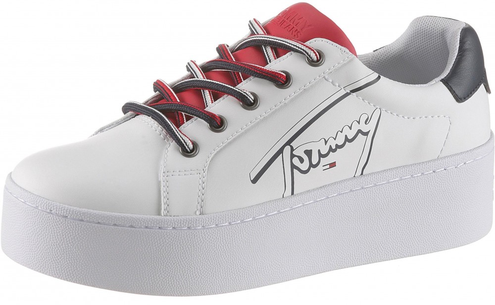 TOMMY JEANS platform sneaker cipő »ROXIE 4A2« TOMMY JEANS fehér-sötétkék-piros - EURO-méretek 40