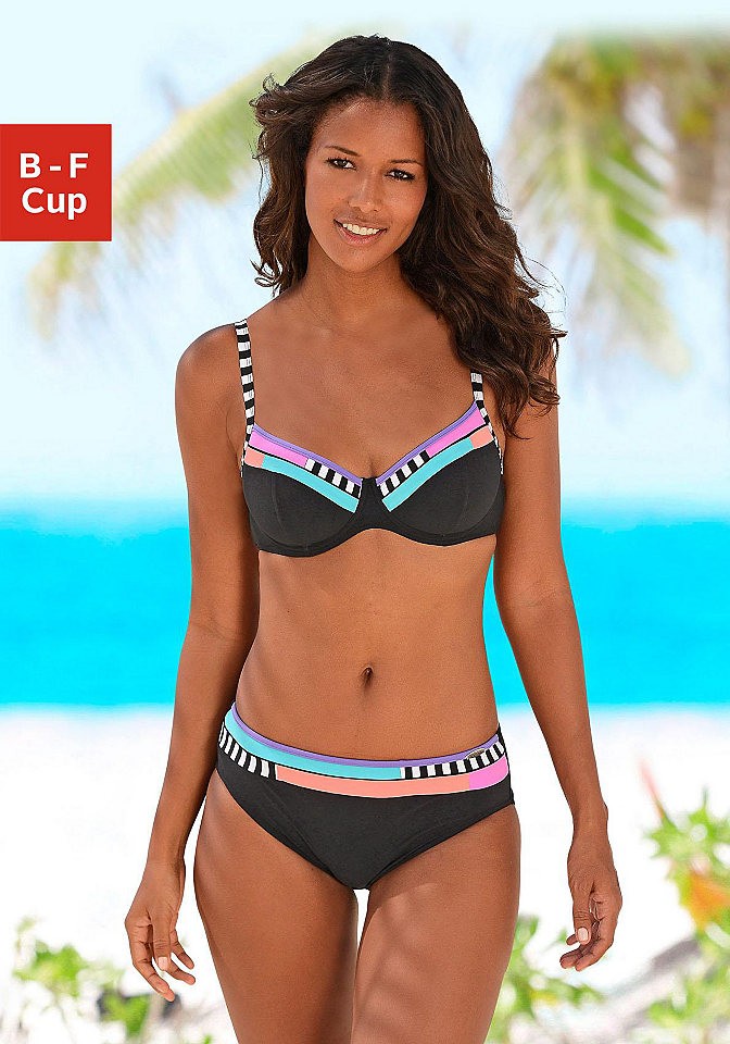 Merevítős bikini, Sunflair Sunflair fekete/színes - kosár E 38(75)