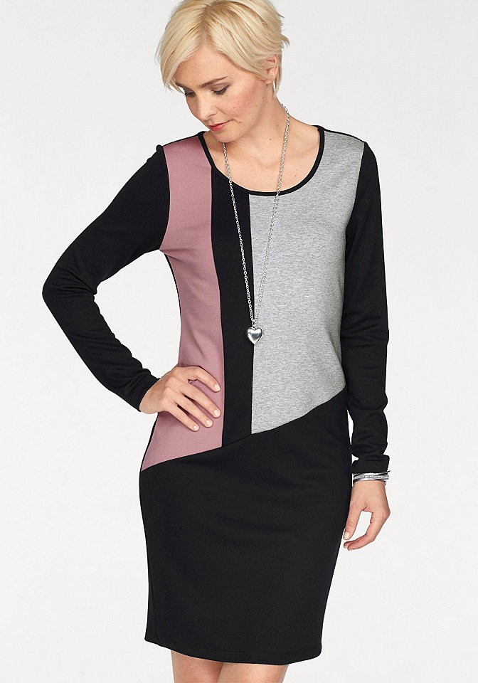 Boysen's dzsörzé ruha Boysen's fekete-rozé-világosszürke - normál méret 38