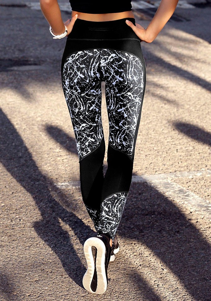 LASCANA Active leggings Active by lascana fekete márványmintás 44/46