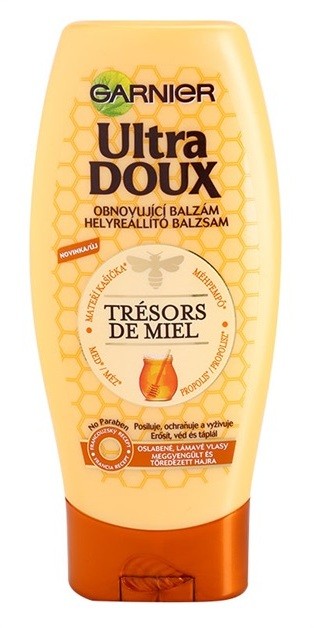 Garnier Ultra Doux megújító balzsam a töredezett, károsult hajra méhpempő, méz és propolisz  200 ml