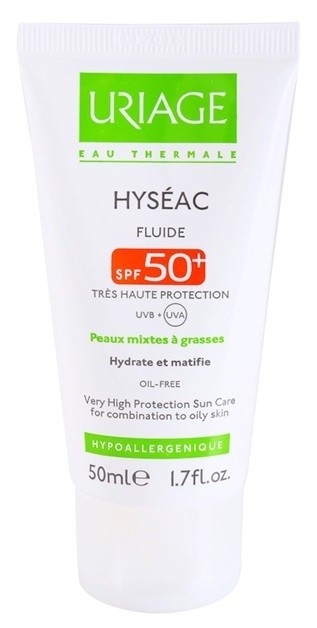 Uriage Hyséac mattító folyadék hidratáló hatással SPF 50+  50 ml