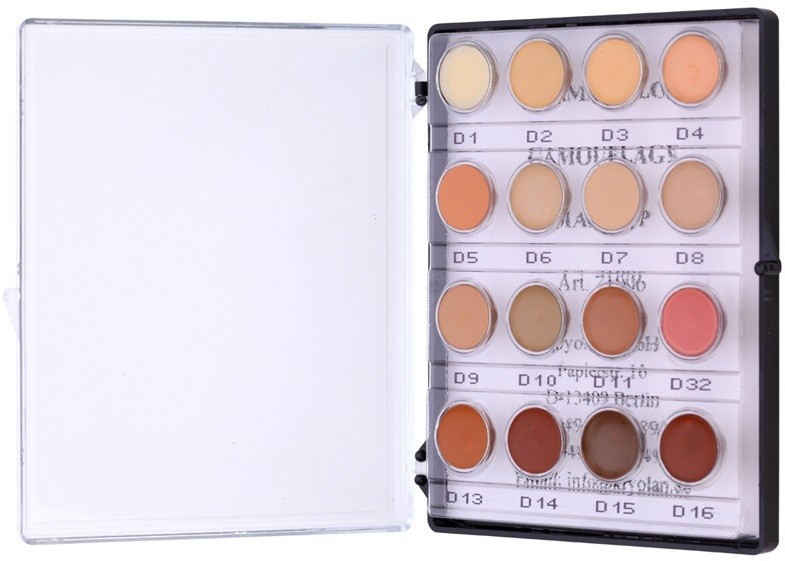 Kryolan Dermacolor Camouflage System magas fényű 16 színárnyalatú krémes korrektor mini paletta árnyalat No. 1 12 g