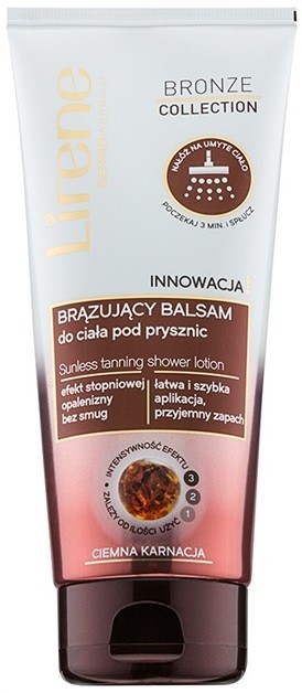 Lirene Bronze Collection bronzosító tusoló tej árnyalat Dark 200 ml