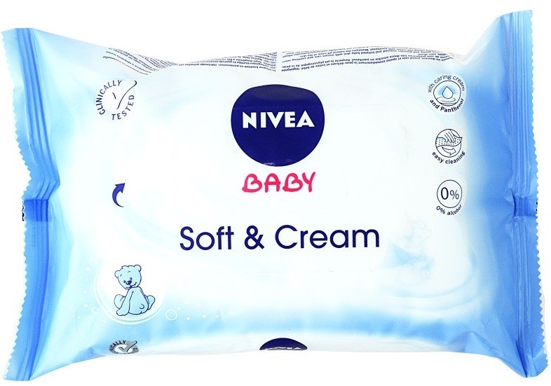 Nivea Baby Soft & Cream tisztító törlőkendő gyermekeknek  63 db