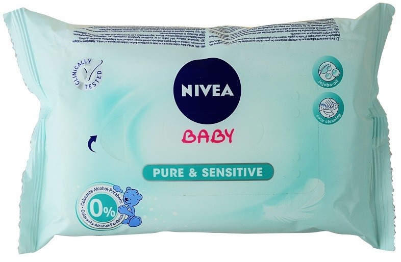 Nivea Baby Pure & Sensitive tisztító törlőkendő gyermekeknek  63 db