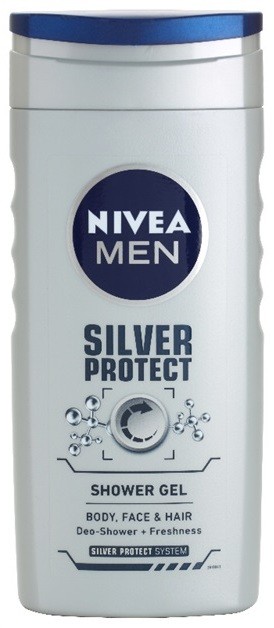 Nivea Men Silver Protect tusfürdő gél arcra, testre és hajra  250 ml