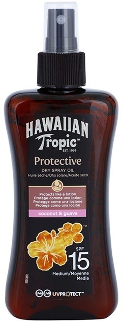 Hawaiian Tropic Protective vízálló védő és száraz napozó olaj SPF 15  200 ml