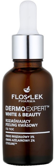 FlosLek Pharma DermoExpert Acid Peel bőrélénkítő éjszakai ápolás a pigment foltok ellen  30 ml