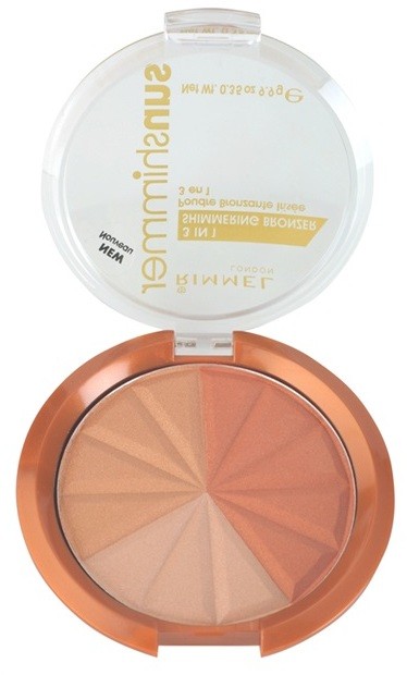 Rimmel Sun Shimmer 3 in 1 Shimmering Bonzer csillogó bronzpúder árnyalat 001 Gold Princess  9,9 g