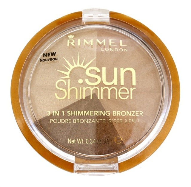 Rimmel Sun Shimmer 3 in 1 Shimmering Bonzer csillogó bronzpúder árnyalat 002 Bronze Goddess  9,9 g