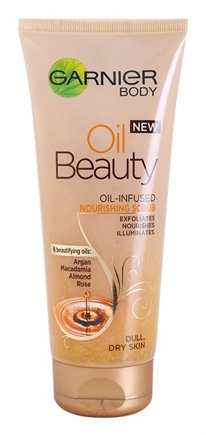Garnier Oil Beauty tápláló olajos testpeeling száraz bőrre  200 ml