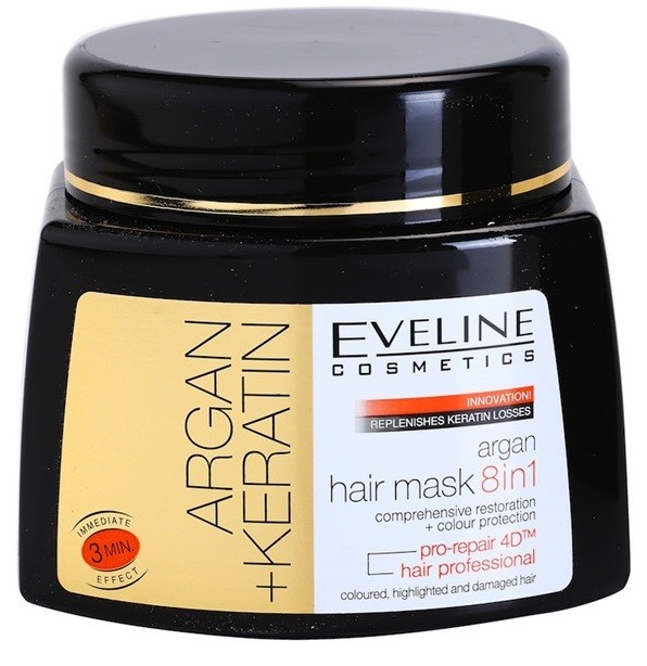 Eveline Cosmetics Argan + Keratin hajmaszk 8 in 1  500 ml