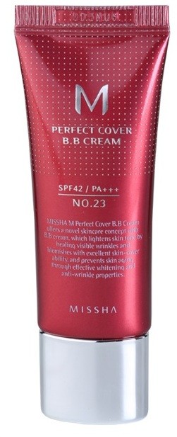 Missha M Perfect Cover BB krém nagyon magas UV védelemmel kis csomagolás árnyalat No. 23 Natural Beige SPF 42/PA+++ 20 ml