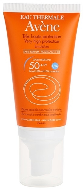 Avène Sun Sensitive parfümmentes napozó emulzió SPF 50+  50 ml