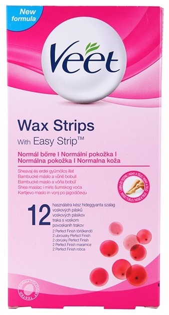 Veet Wax Strips szőrtelenítő gyantacsík shea vajjal és bogyós aromákkal  12 db