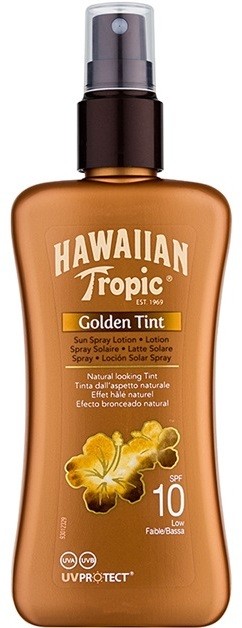 Hawaiian Tropic Golden Tint védő testtej spray formában SPF 10  200 ml
