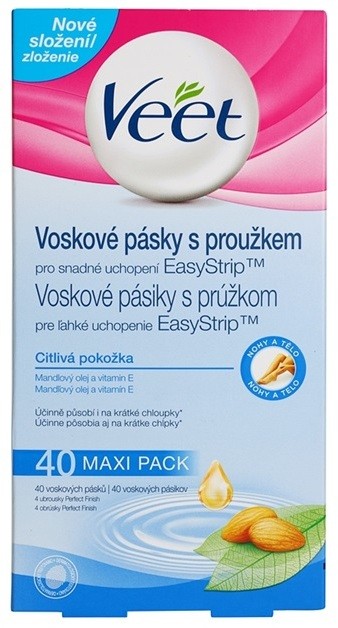 Veet Wax Strips szőrtelenítő gyantacsík az érzékeny bőrre  40 db