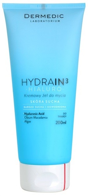 Dermedic Hydrain3 Hialuro krémes tisztító gél a dehidratált száraz bőrre  200 ml