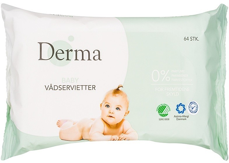 Derma Baby nedves tisztító törlőkendők gyermekeknek születéstől kezdődően  64 db